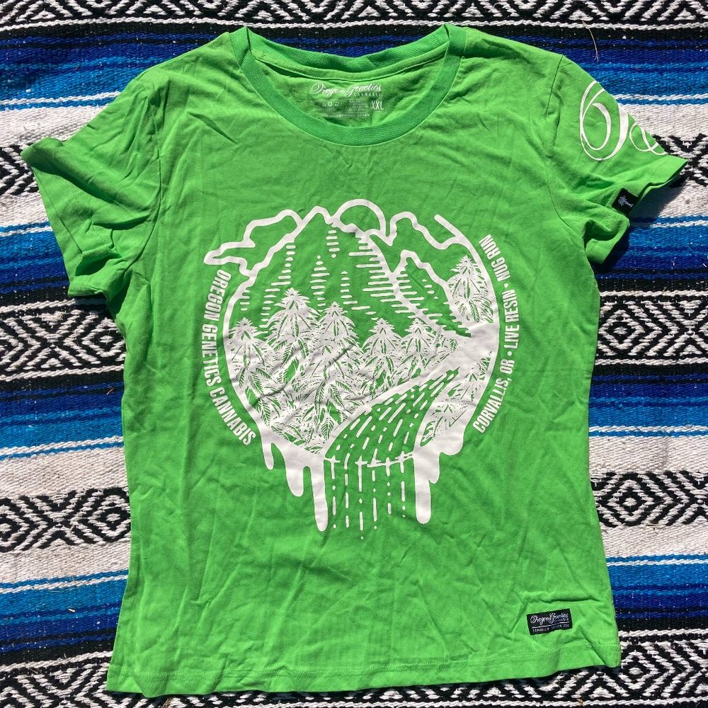 Oregon Genetics Cannabis Top Shelf Farm Swag T-shirt Women's XXL